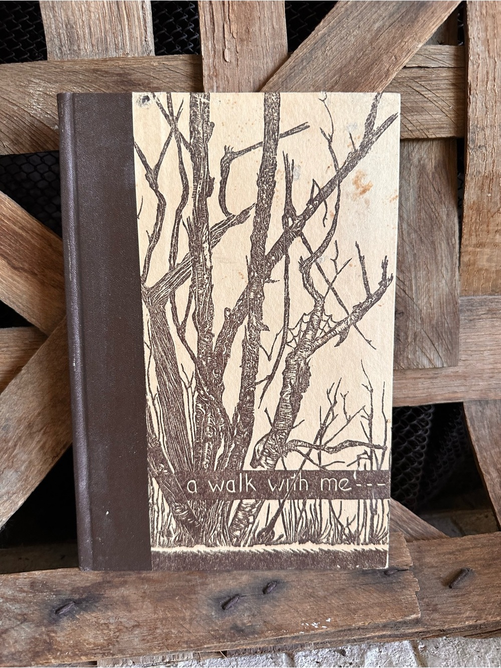 Vintage Gwen Frostic Hardcover Poetry Illustration Block Art Book a walk with me
